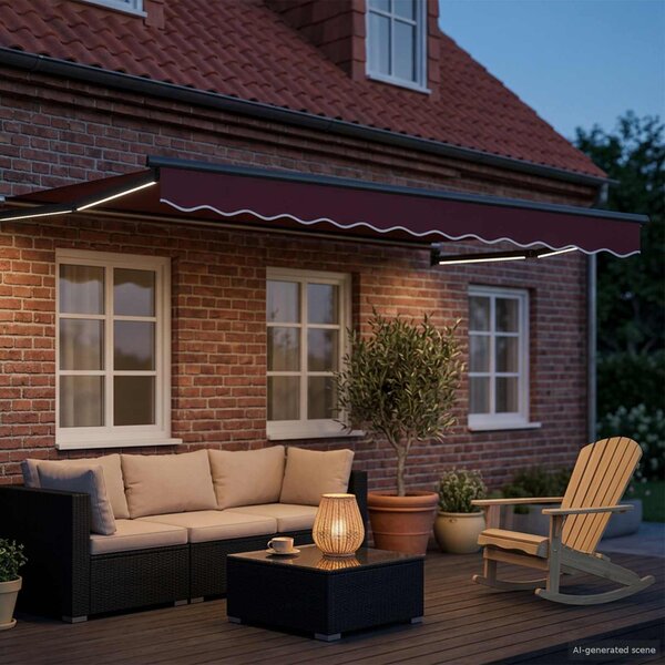 Ručna zlačivna tenda s LED diodama Bordo i Antracit 3 x 2,5 m - Bordo / 3 x 2,5 m