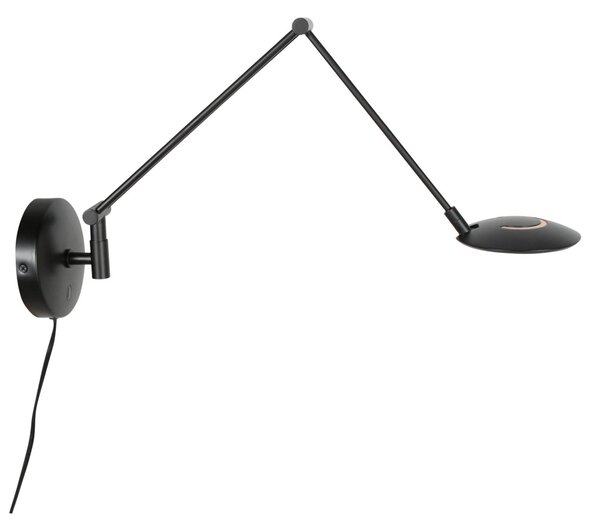 Steinhauer Zenith 2 LED zidna svjetiljka s crnim krakom, CCT, metal, utikač, prigušiva, Crno, Dnevni boravak/blagovaonica, Metal
