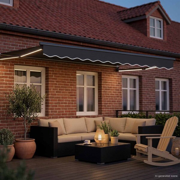 Ručna zlačivna tenda s LED diodama Antracit 3 x 2,5 m - Antracit / 3 x 2,5 m