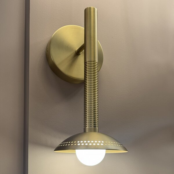 Elstead Arden LED zidna svjetiljka, zlatne boje, visina 36 cm, metal, prigušiva, prigušiva, Zlato / mjed, Dnevni boravak/blagovaonica, Aluminij, Zid okrugli