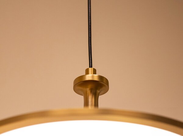 Elstead LED viseća svjetiljka Issa, zlatne boje, Ø 31 cm, metal, prigušiva, prigušiva, Zlato / mjed, Dnevni boravak/blagovaonica, Aluminij