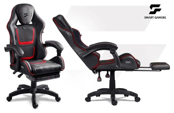 Gaming stolica Sofotel Specter, okretna, s osloncem za noge, siva, var. 242901