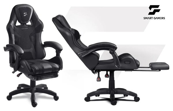 Gaming stolica Sofotel Specter, okretna, s osloncem za noge, siva
