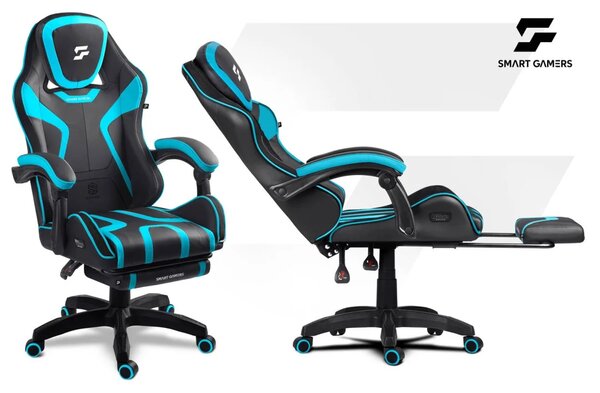 Gaming stolica Sofotel Specter, okretna, s osloncem za noge, plava