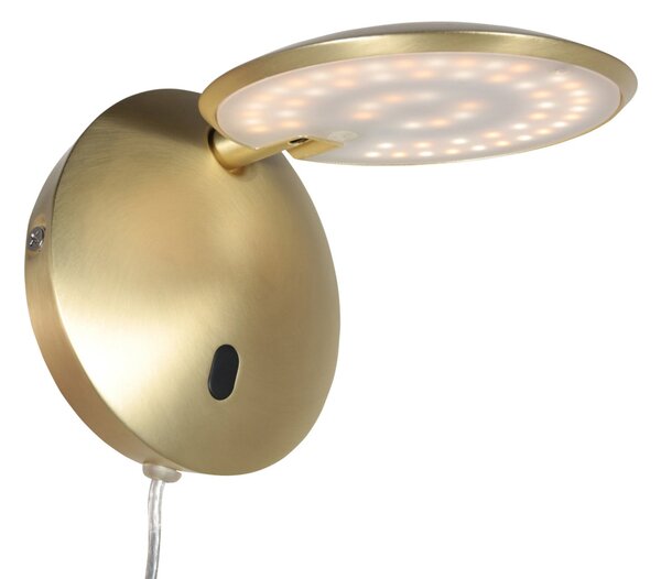 Steinhauer Zenith 2 LED zidna svjetiljka, mesingane boje, CCT, metal, s utikačem, prigušiva, Zlato / mjed, Dnevni boravak/blagovaonica, Metal, Zid okrugli