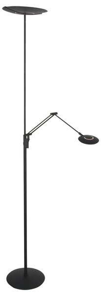 Steinhauer Zenith 2 crna LED podna lampa, lampa za čitanje, CCT daljinski upravljač, prigušiva, Crno, Dnevni boravak/blagovaonica, Metal, Svjetlo za čitanje