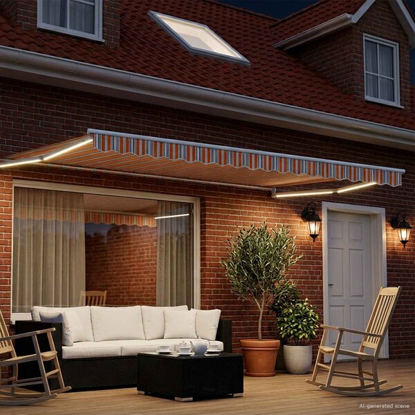 Ručna zlačivna tenda s LED diodama 5 x 3 m - Plava / 5 x 3 m