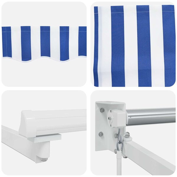 Ručna zlačivna tenda s LED diodama Plava i bijela 3 x 2,5 m - Plava / 3 x 2,5 m