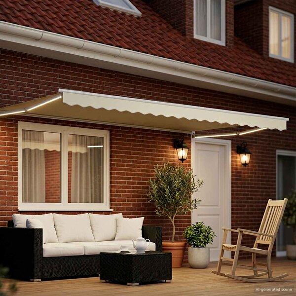 Ručna zlačivna tenda s LED diodama Krema i bijela 4 x 2 m - Krem / 4 x 2 m