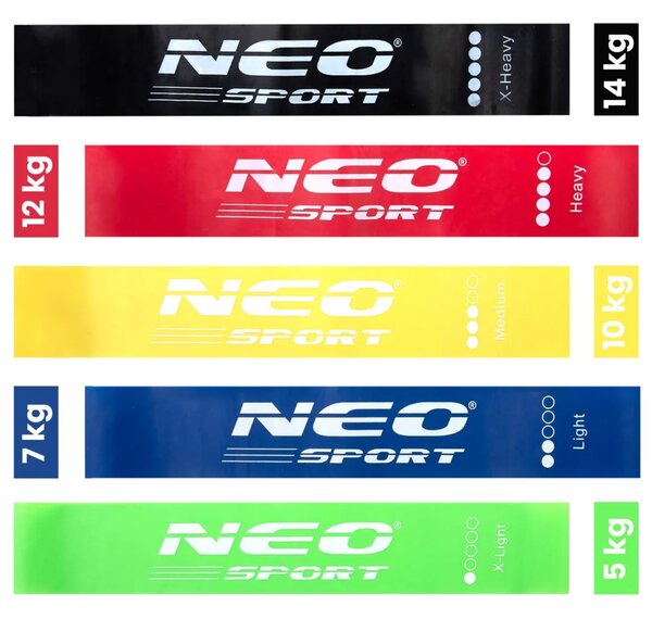 Set elastičnih traka za vježbanje Neo-Sport NS-959, 5 komada