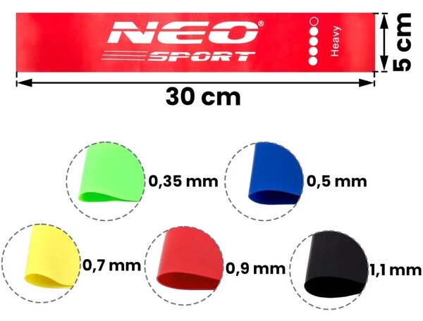 Set elastičnih traka za vježbanje Neo-Sport NS-959, 5 komada
