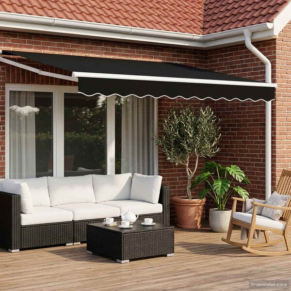 Ručna zlačivna tenda s LED diodama Crna i bijela 3 x 2,5 m - Crna / 3 x 2,5 m