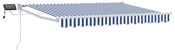 Ručna zlačivna tenda s LED diodama Plava i bijela 3 x 2,5 m - Plava / 3 x 2,5 m