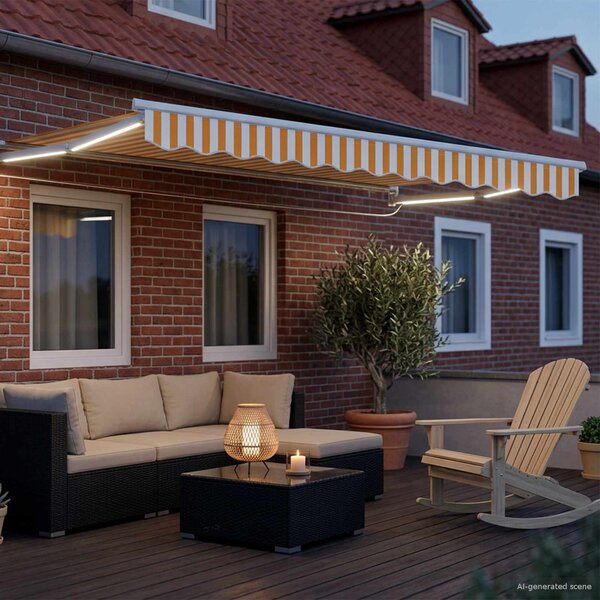 Ručna zlačivna tenda s LED diodama Žuta i bijela 3 x 2,5 m - Žuta / 3 x 2,5 m