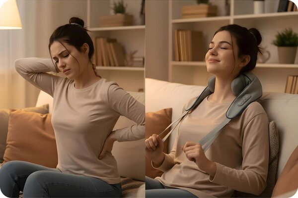 Bežični shiatsu masažer za vrat i leđa Neo-Sport NS-505, 3 načina grijanja