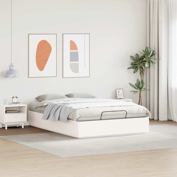 Otomanski krevet Bijeli 160 x 200 cm Masivna borovina - Bijela / 160 x 200 cm