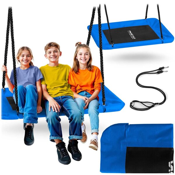 Dječja pravokutna ljuljačka Neo-Sport Swingo ptičje gnijezdo 110 × 70 cm, siva