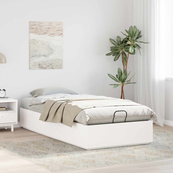 Otomanski krevet s pohranom Bijeli 80 x 200 cm Masivna borovina - Bijela / 80 x 200 cm