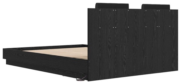 Okvir kreveta s uzglavljem s uzglavljem Crni hrast 120 x 200 cm - Crna / 120 x 200 cm