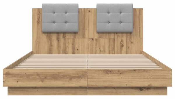 Okvir kreveta s uzglavljem Umjetnički hrast 120 x 200 cm - Smeđa / 120 x 200 cm