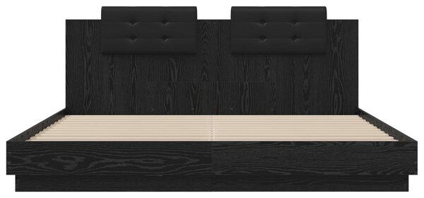 Okvir kreveta s uzglavljem s uzglavljem Crni hrast 180 x 200 cm - Crna / 180 x 200 cm