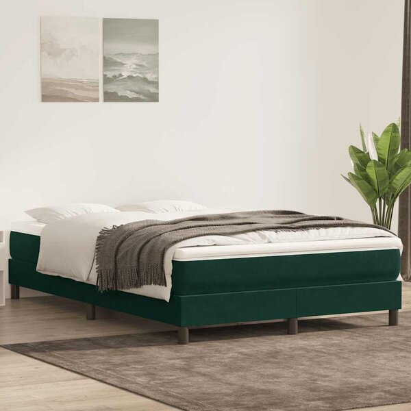 Box Spring krevet bez madracem tamno zeleni 140x220 cm baršun - Zelena / 140 x 220 cm