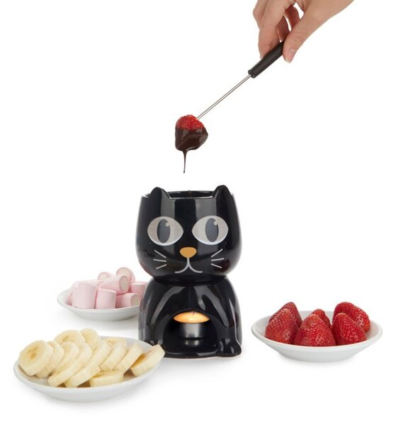 Fondue set, crna mačka