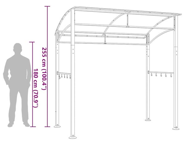 Nadstrešnica za roštilj 215 x 150 x 220 cm antracit čelična - Antracitno siva