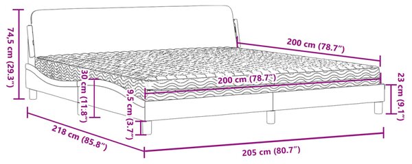 Krevet s madracem Dover cappuccino 200x200cm umjetna koža - Smeđa / 200 x 200 cm