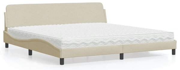 Krevet s madracem Dover krem 200 x 200 cm od tkanine - Krema / 200 x 200 cm