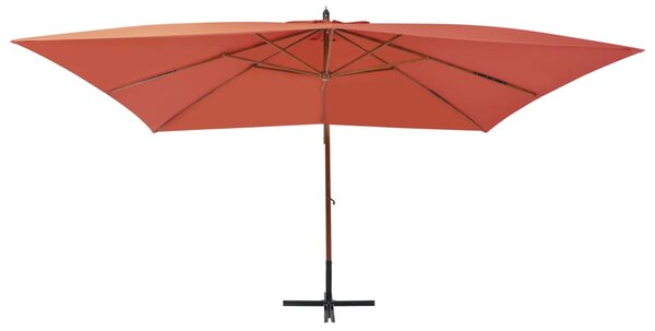 Konzolni vrtni suncobran s drvenim stupom 400 x 300 cm terakota - Smeđa / N/A