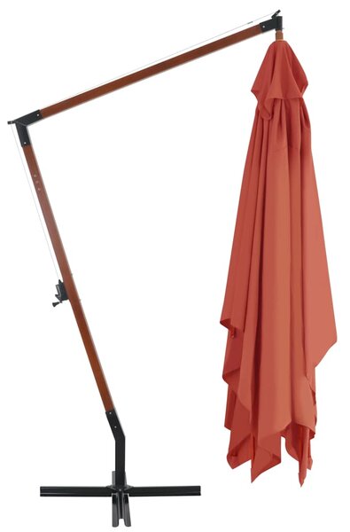 Konzolni vrtni suncobran s drvenim stupom 400 x 300 cm terakota - Smeđa / N/A