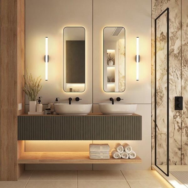 Molto Luce Zidna svjetiljka VINA M, crna, širina 60 cm, IP44, CCT, Crno, kupaonica, Aluminij