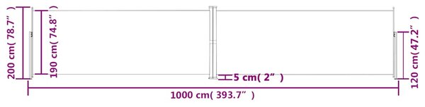 Uvlačiva bočna tenda antracit 200 x 1000 cm - Antracitno siva / 200 x 1000 cm