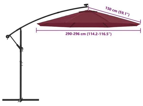 Zamjenska tkanina za konzolni suncobran 300 cm bordo - Bordo crvena / 300 cm
