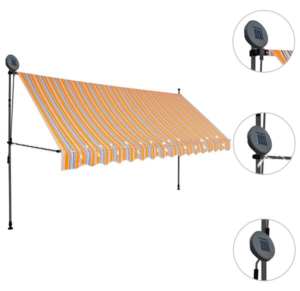 Tenda na ručno uvlačenje s LED svjetlima 350 cm žuto-plava - Šarena / N/A
