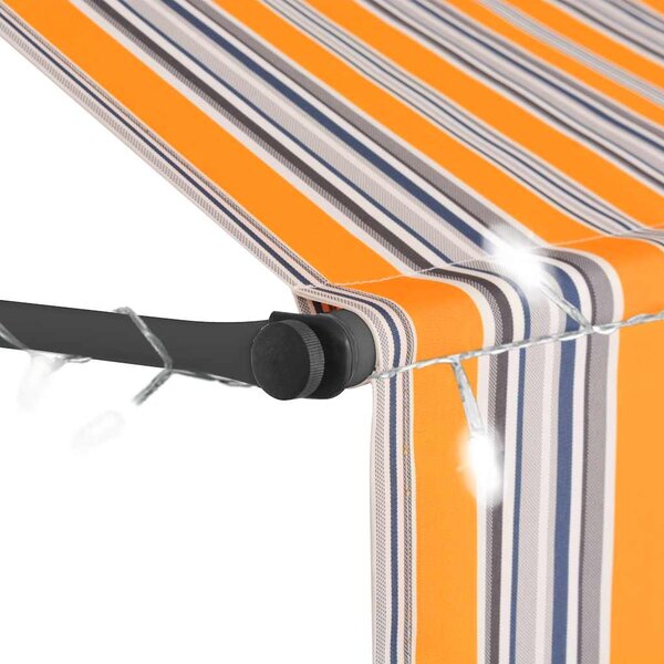 Tenda na ručno uvlačenje s LED svjetlima 350 cm žuto-plava - Šarena / N/A