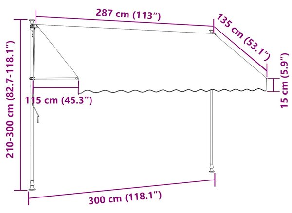 Tenda na ručno uvlačenje 300 cm antracit - Antracitno siva / N/A