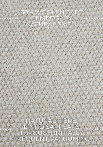 Krem ručno rađena staza od mješavine vune 80x200 cm Pradesh Natural White – Elle Decoration