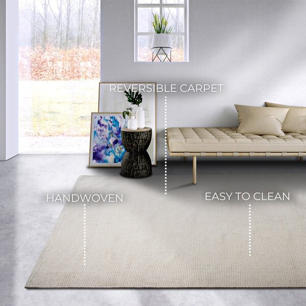 Krem ručno rađen tepih od mješavine vune 160x230 cm Pradesh Natural White – Elle Decoration