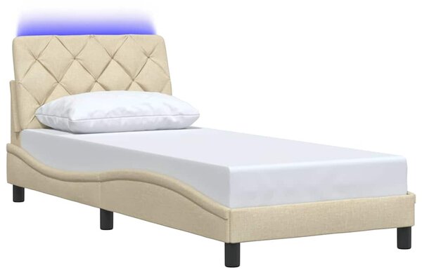 Okvir kreveta s LED-om bez madraca krem 80x200 cm Tkanina - Krema / 80 x 200 cm
