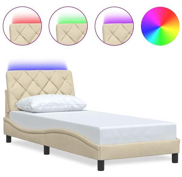 Okvir kreveta s LED-om bez madraca krem 80x200 cm Tkanina - Krema / 80 x 200 cm