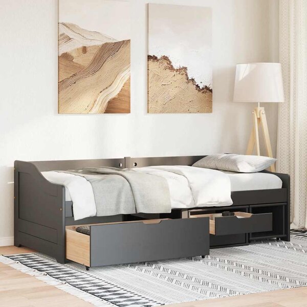 Dnevni krevet s 3 ladice bez madraca "IRUN" crni 90x200 cm - Crna / N/A