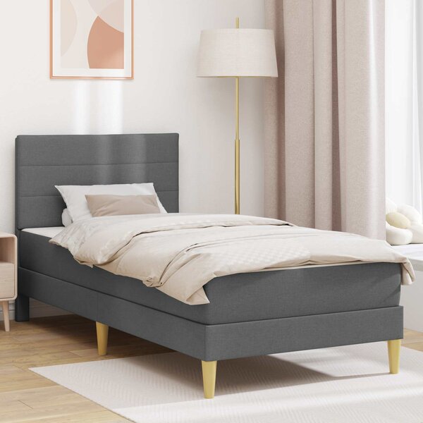 Okvir kreveta s madracem Tamno siva 90 x 190 cm tkanina - Siva / 90 x 190 cm