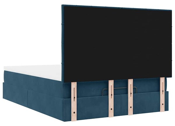 Otomanski krevet s madracem&LED tamnoplavi 140x190cm baršunasti - Plava / 140 x 190 cm