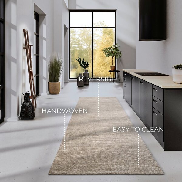 Bež ručno rađena staza od mješavine vune 80x200 cm Pradesh Linen White – Elle Decoration