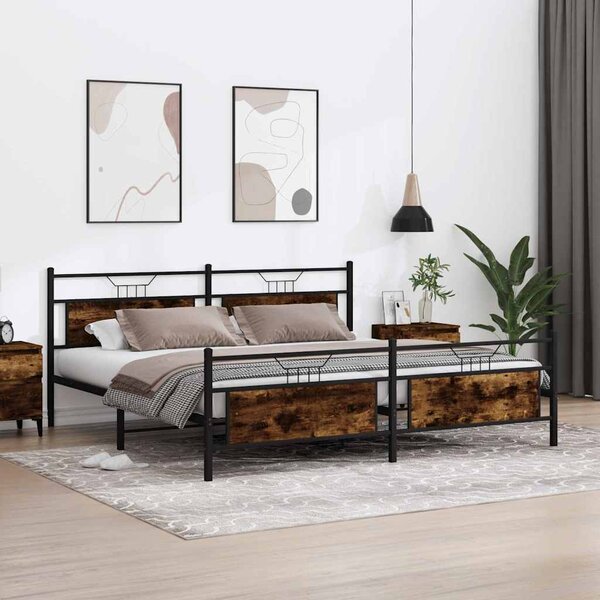 Metalni okvir kreveta bez madraca boja hrasta 193x201 cm - Smeđa / 193 x 201 cm