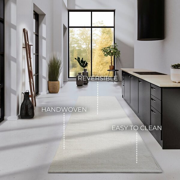 Krem ručno rađena staza od mješavine vune 80x200 cm Pradesh Natural White – Elle Decoration