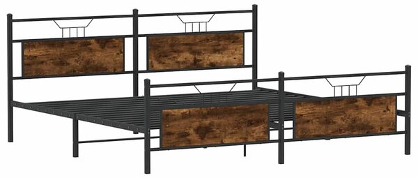 Metalni okvir kreveta bez madraca boja hrasta 193x201 cm - Smeđa / 193 x 201 cm