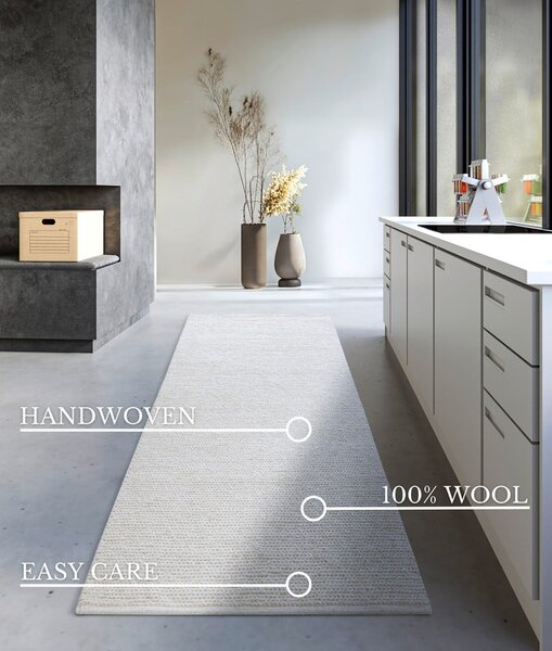Bijela ručno rađena vunena staza 80x200 cm Francois – Villeroy&Boch